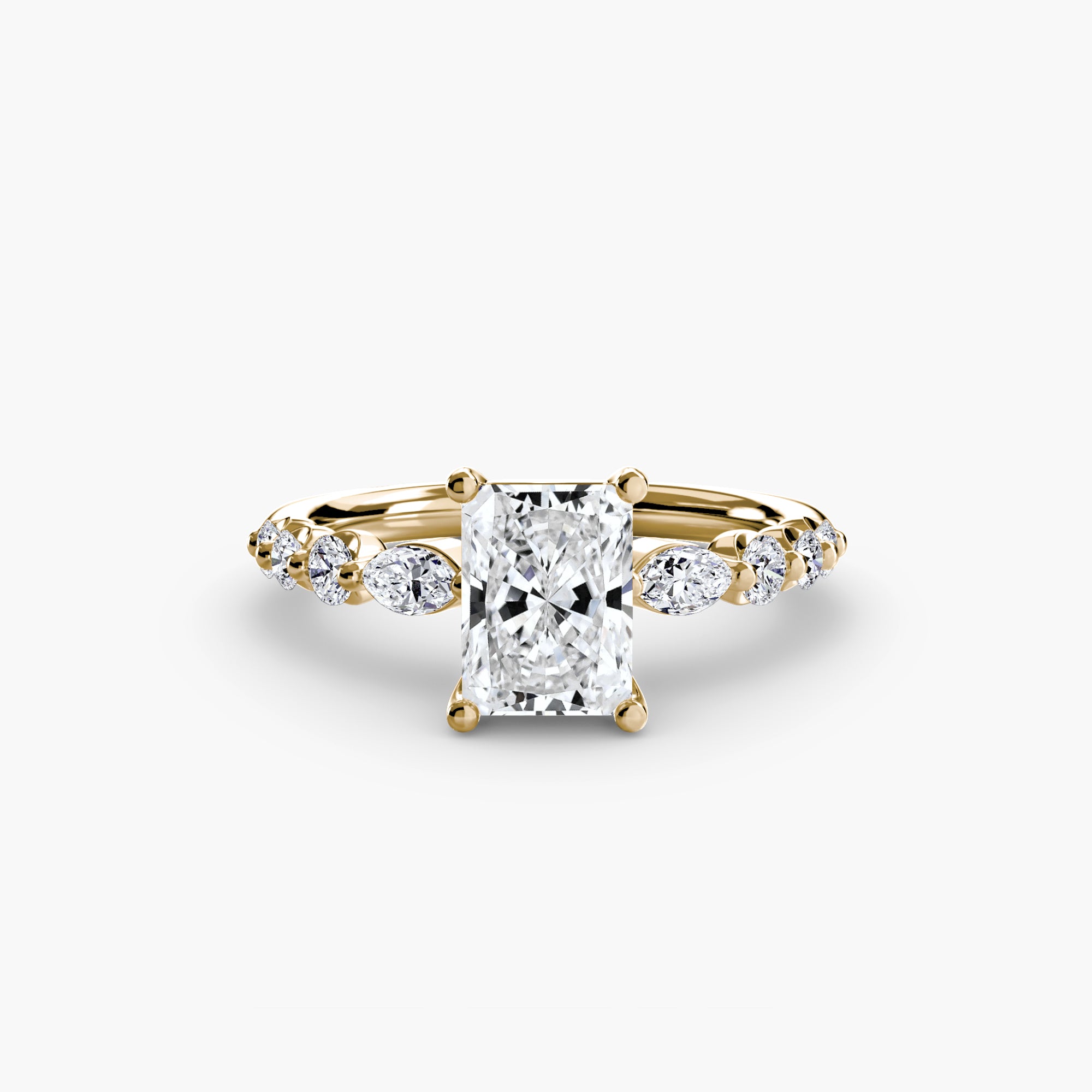 14K yellow gold Ascending Glow Engagement Ring Setting with lab-grown diamond band.