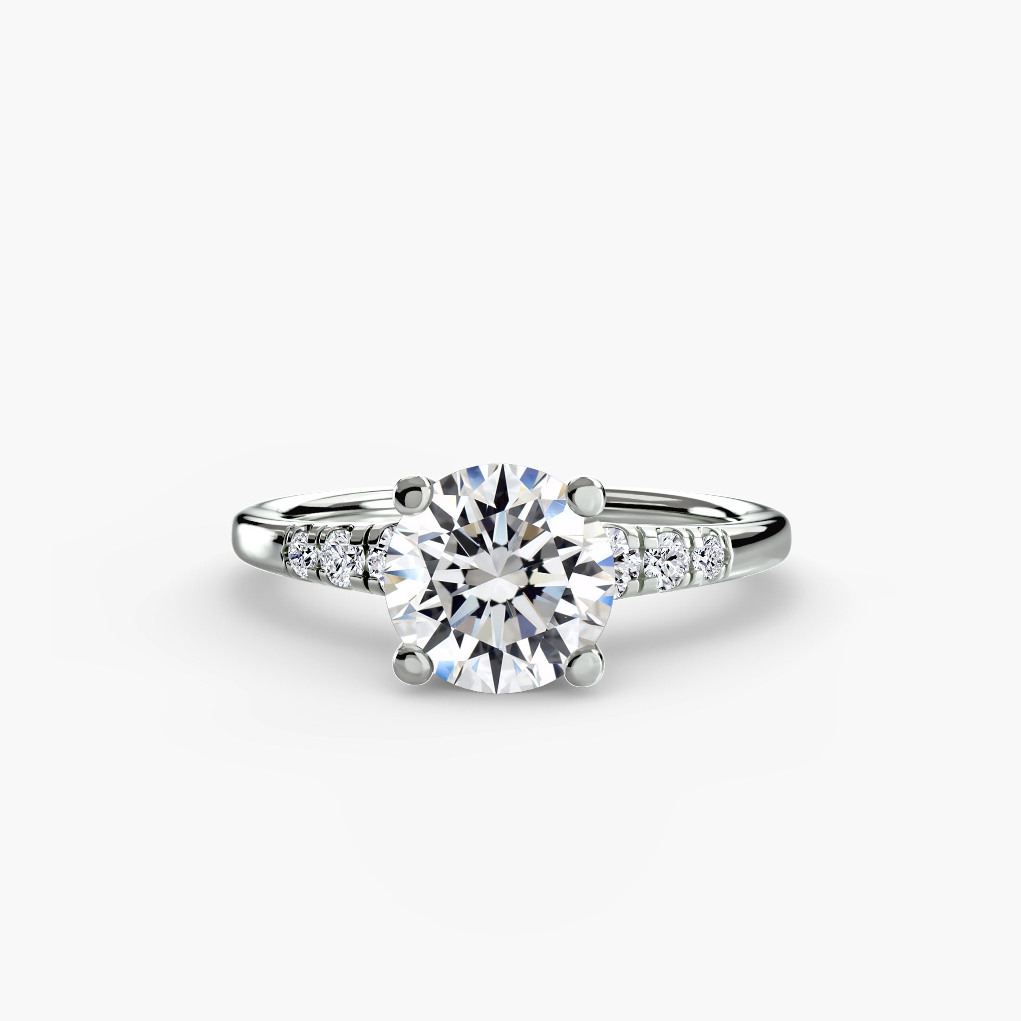 14K White Gold Light Woven Shoulders Engagement Ring Setting with Lab-Grown Diamond Band