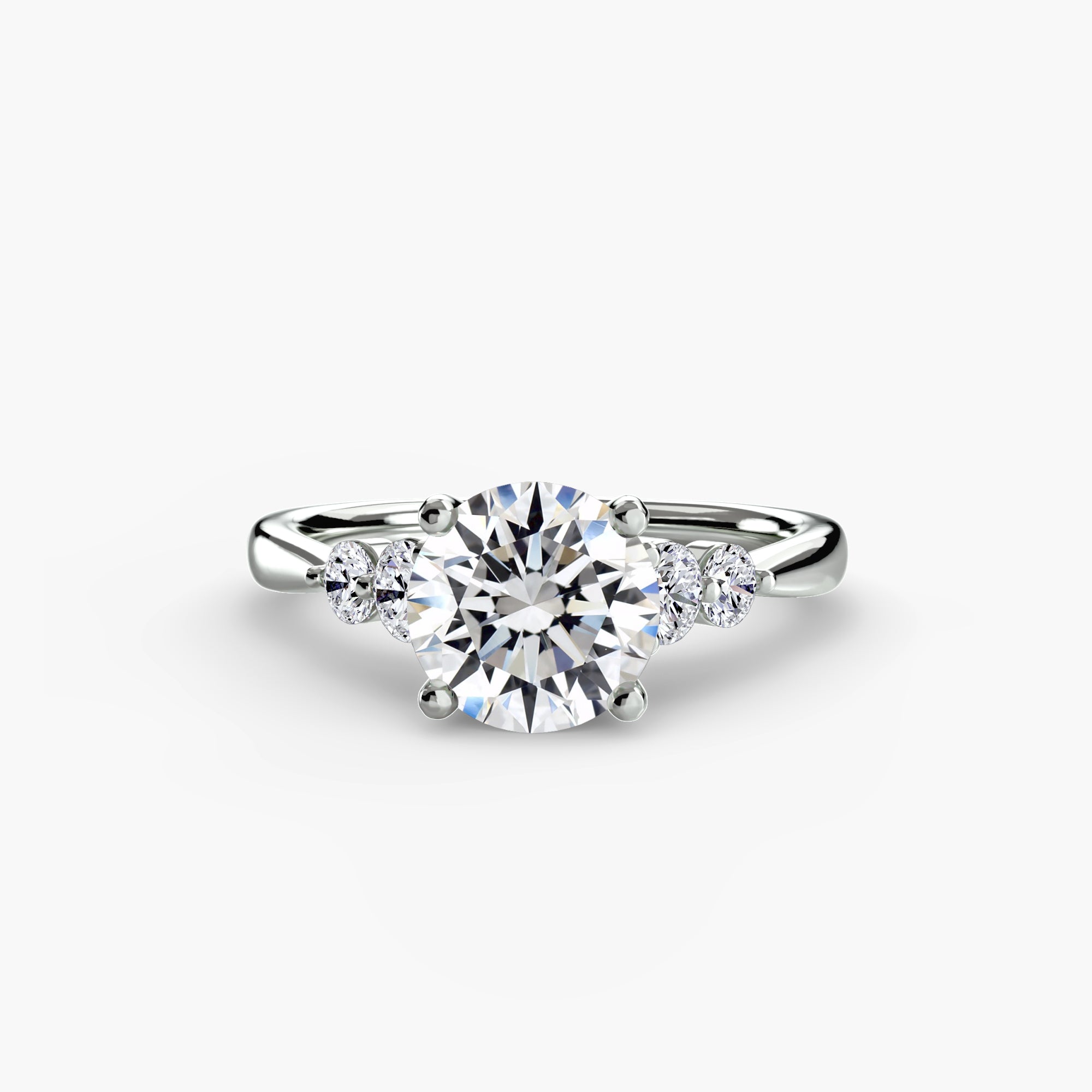 Jacob Mercari 14K White Gold Engagement Ring: Round lab grown diamond centre with an arc of side diamonds.