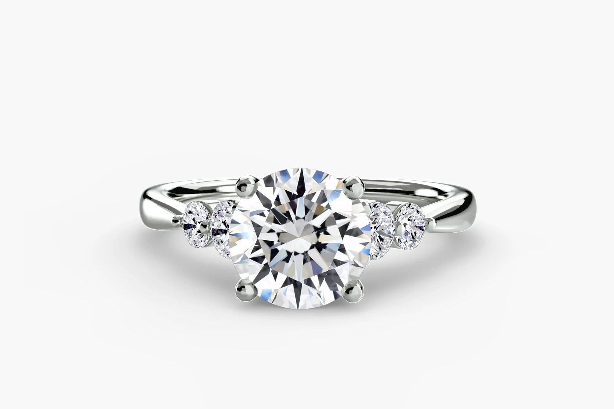 Jacob Mercari 14K White Gold 5 stone round cut lab-grown diamond engagement ring
