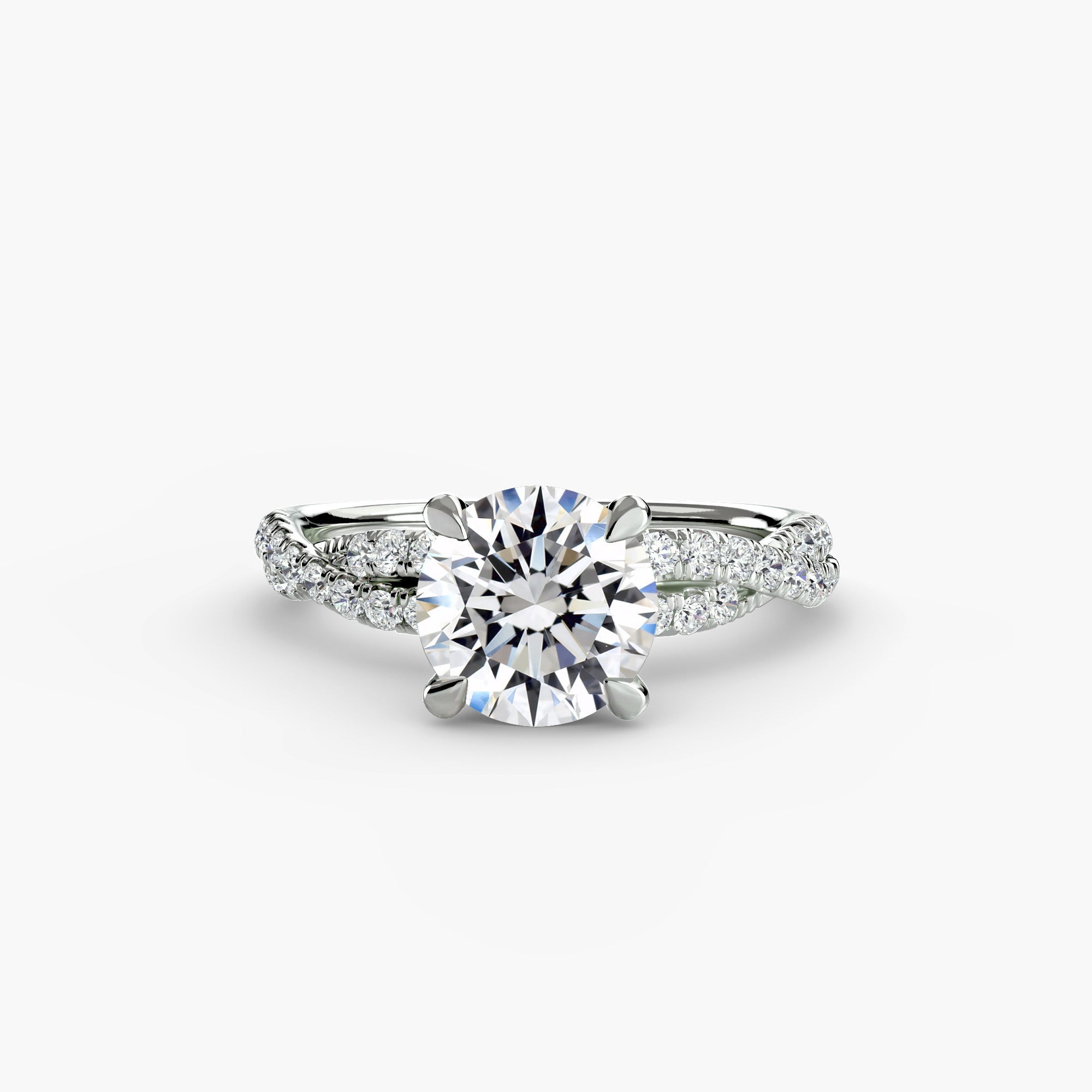 14K White Gold Twist of Light Engagement Ring Setting with Lab-Grown Diamond Band