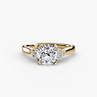 18K Yellow Gold Aurora Shoulders Engagement Ring Setting with Lab-Grown Diamond Band
