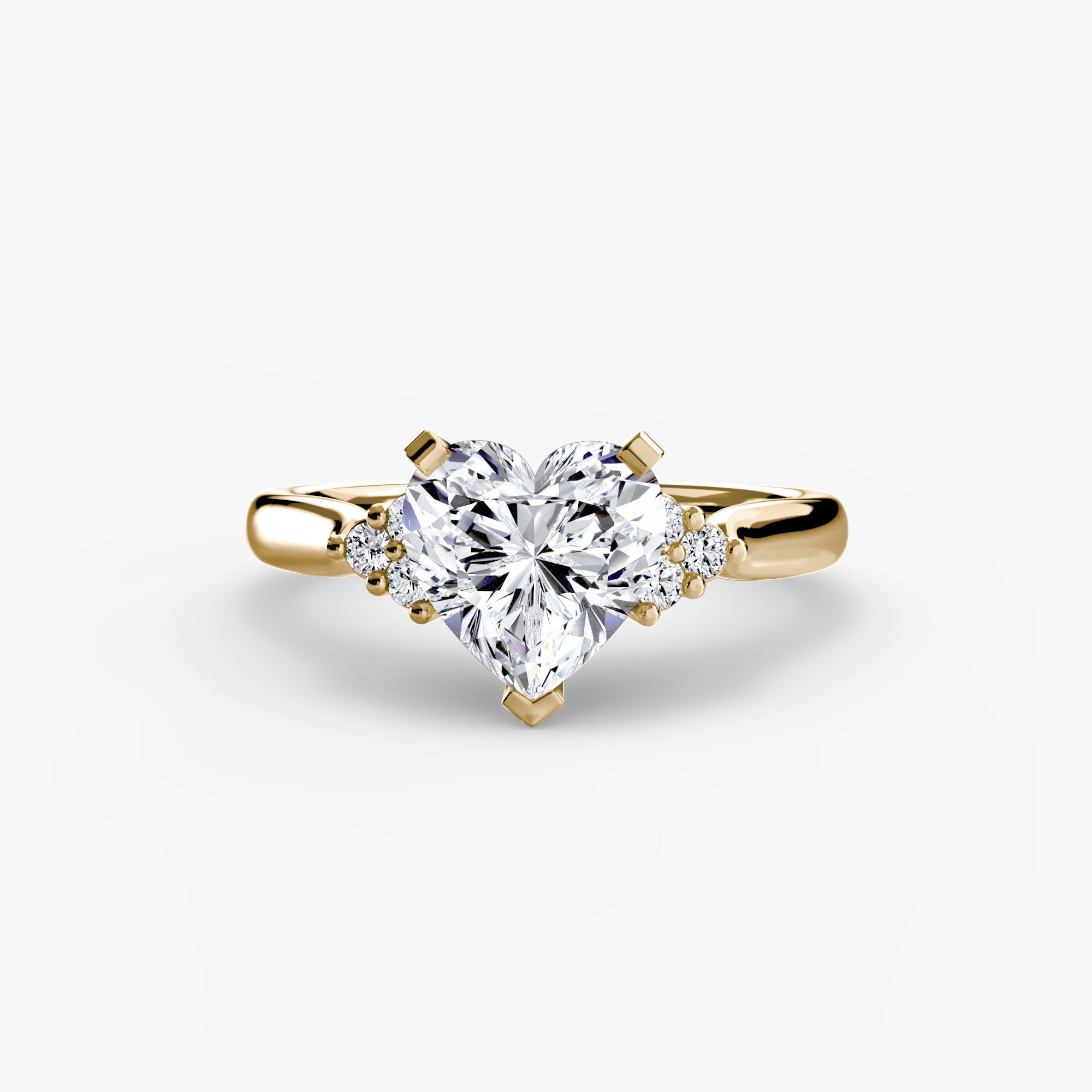 14K Yellow Gold Aurora Shoulders Engagement Ring Setting with Lab-Grown Diamond Band