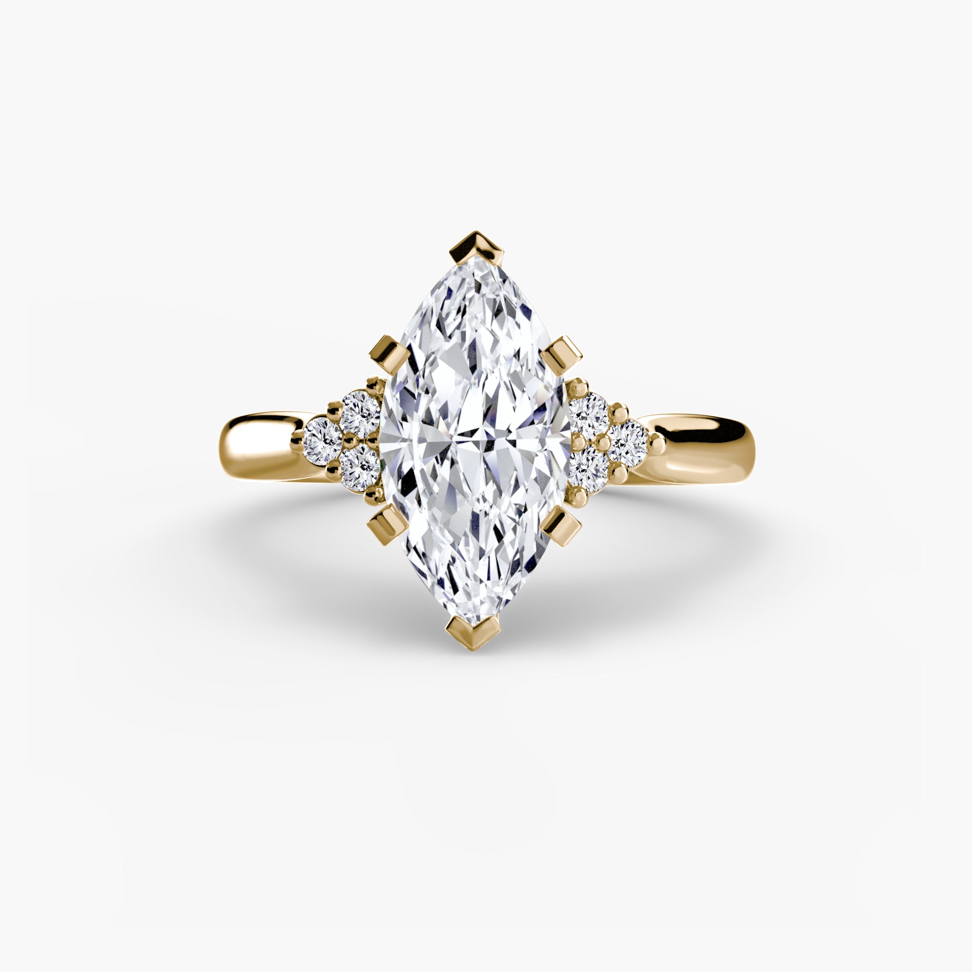 14K Yellow Gold Aurora Shoulders Engagement Ring Setting with Lab-Grown Diamond Band
