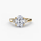 18K Yellow Gold Aurora Shoulders Engagement Ring Setting with Lab-Grown Diamond Band