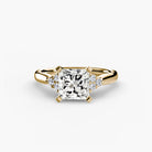 18K Yellow Gold Aurora Shoulders Engagement Ring Setting with Lab-Grown Diamond Band
