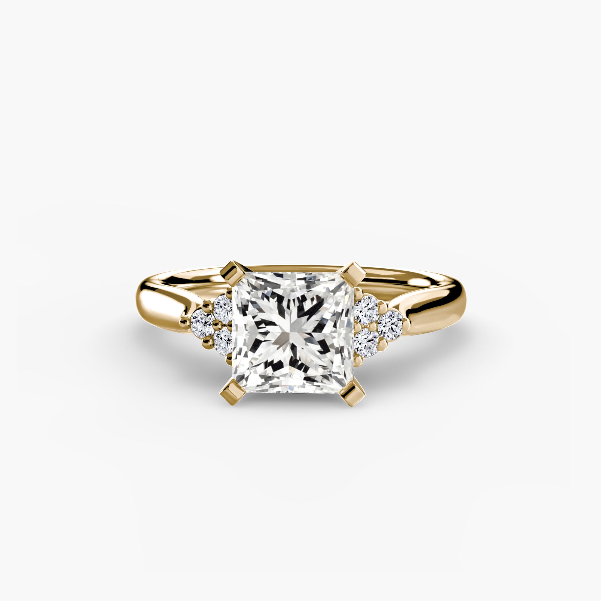 18K Yellow Gold Aurora Shoulders Engagement Ring Setting with Lab-Grown Diamond Band