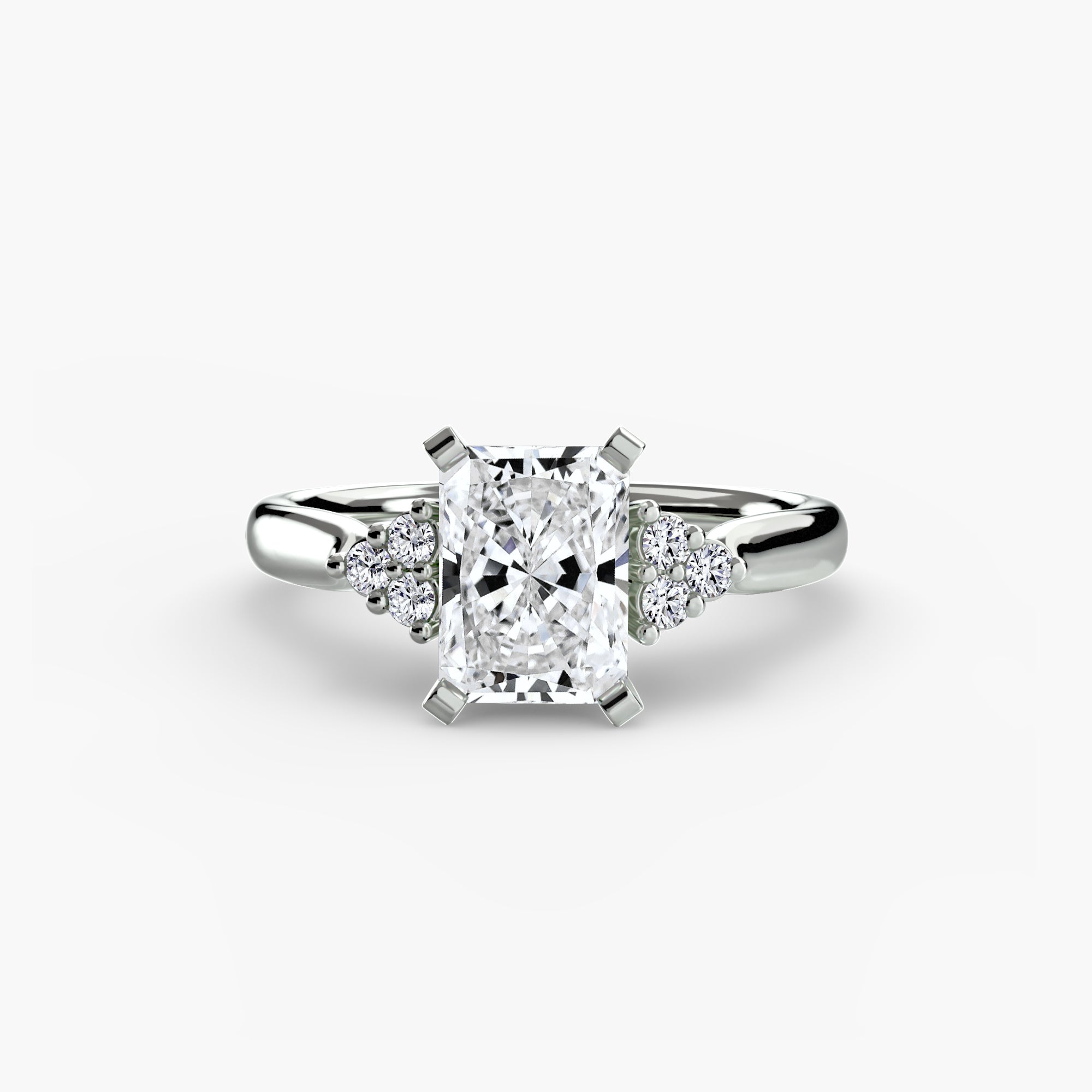 Platinum Aurora Shoulders Engagement Ring Setting with Lab-Grown Diamond Band