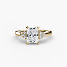 18K Yellow Gold Aurora Shoulders Engagement Ring Setting with Lab-Grown Diamond Band