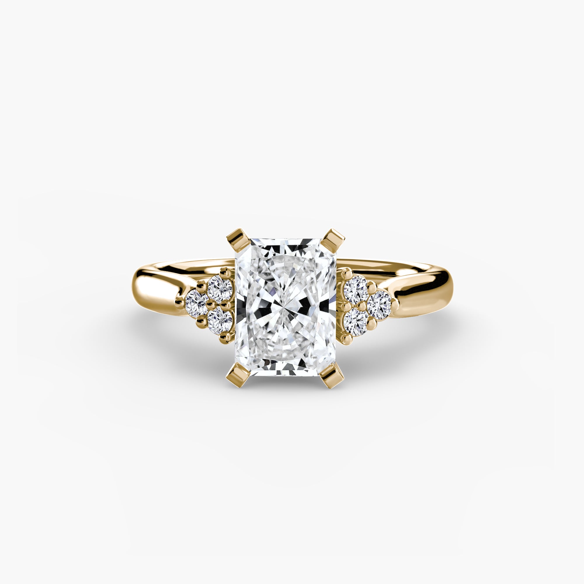 18K Yellow Gold Aurora Shoulders Engagement Ring Setting with Lab-Grown Diamond Band
