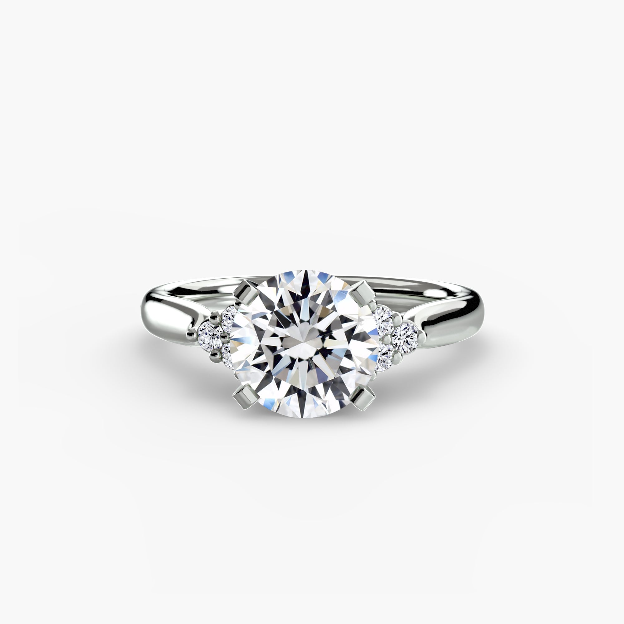 14K White Gold Aurora Shoulders Engagement Ring Setting with Lab-Grown Diamond Band