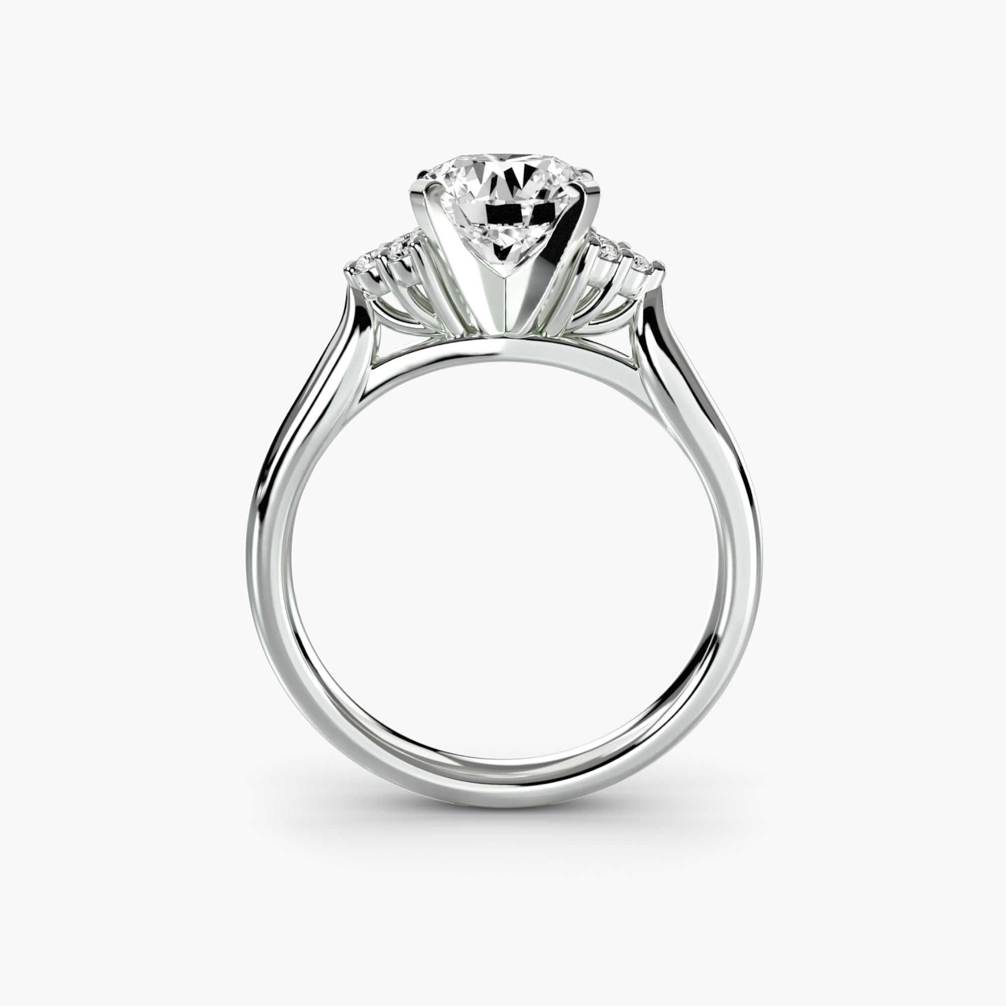 14K White Gold Aurora Shoulders Engagement Ring Setting with Lab-Grown Diamond Band Side View