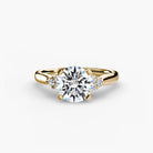 14K Yellow Gold Aurora Shoulders Engagement Ring Setting with Lab-Grown Diamond Band
