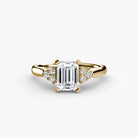 18K Yellow Gold Aurora Shoulders Engagement Ring Setting with Lab-Grown Diamond Band