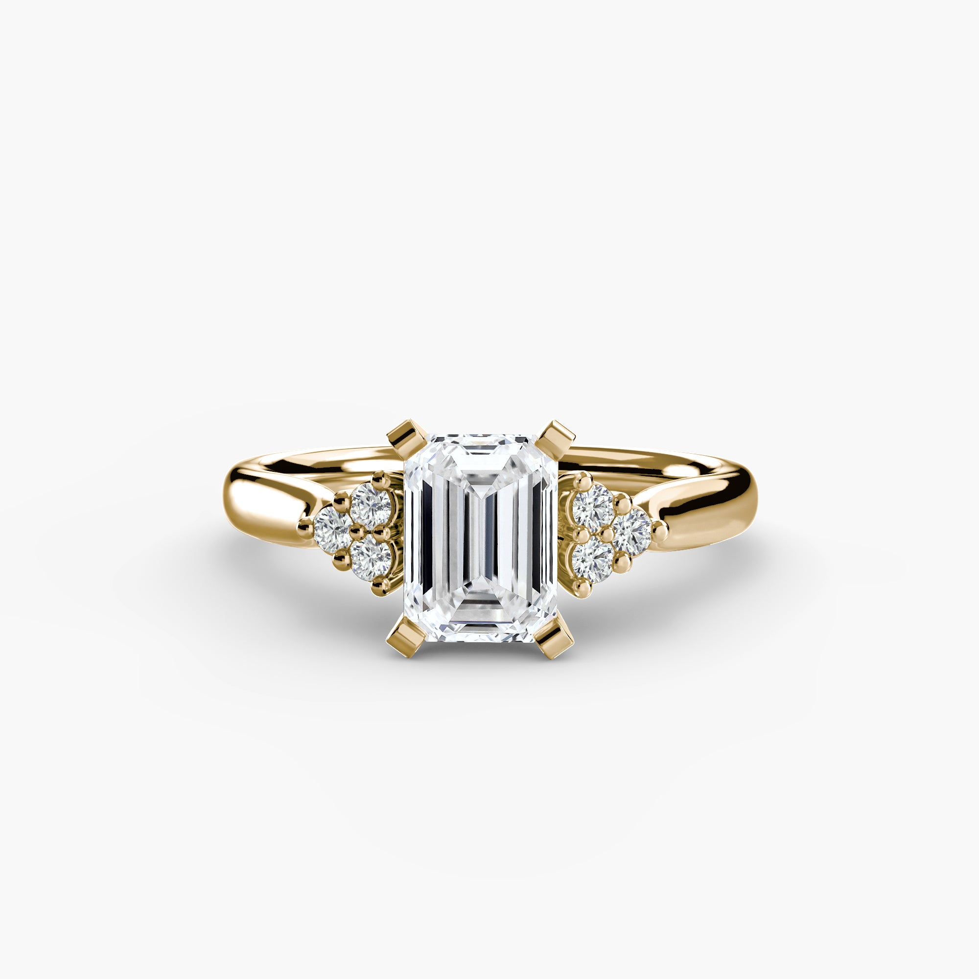 18K Yellow Gold Aurora Shoulders Engagement Ring Setting with Lab-Grown Diamond Band