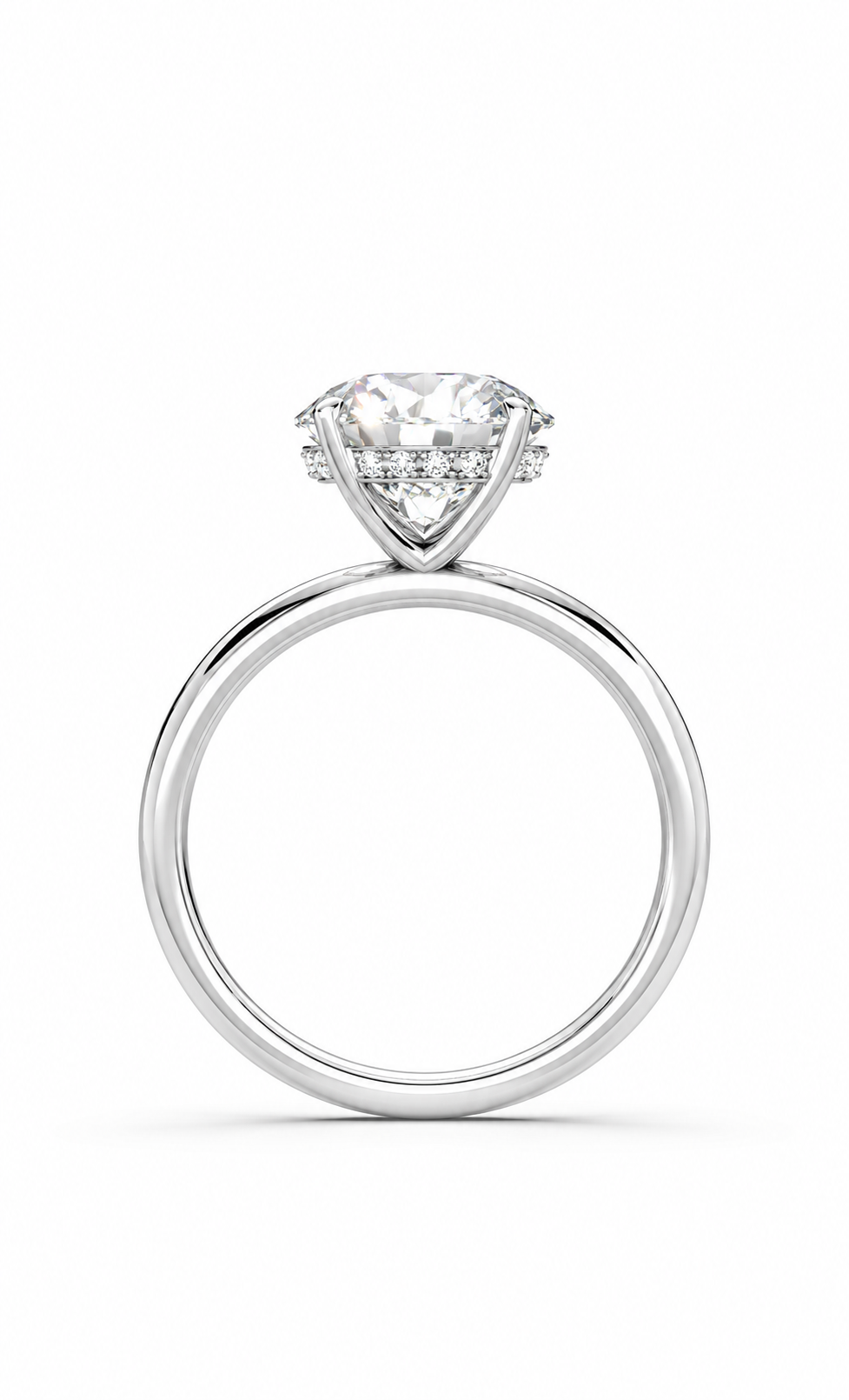 14K White Gold Whispered Brilliance Hidden Halo Lab-Grown Diamond Engagement Ring Front View