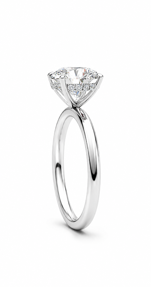 14K White Gold Whispered Brilliance Hidden Halo Lab-Grown Diamond Engagement Ring Side View