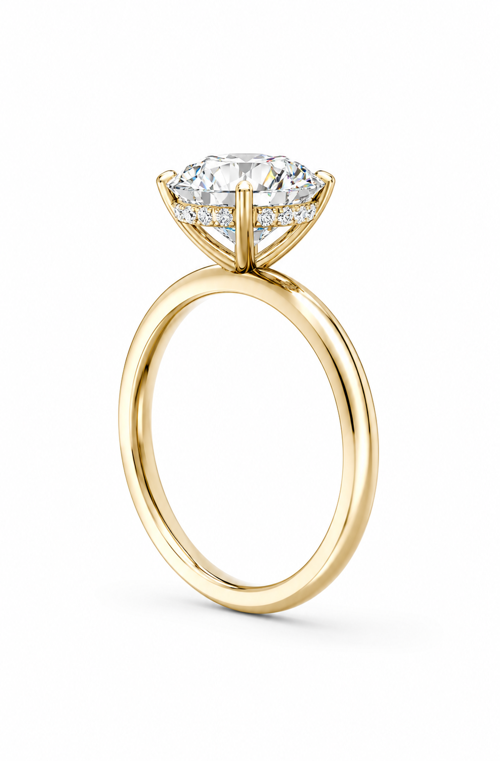 14K Yellow Gold Whispered Brilliance Hidden Halo Lab-Grown Diamond Engagement Ring Side View