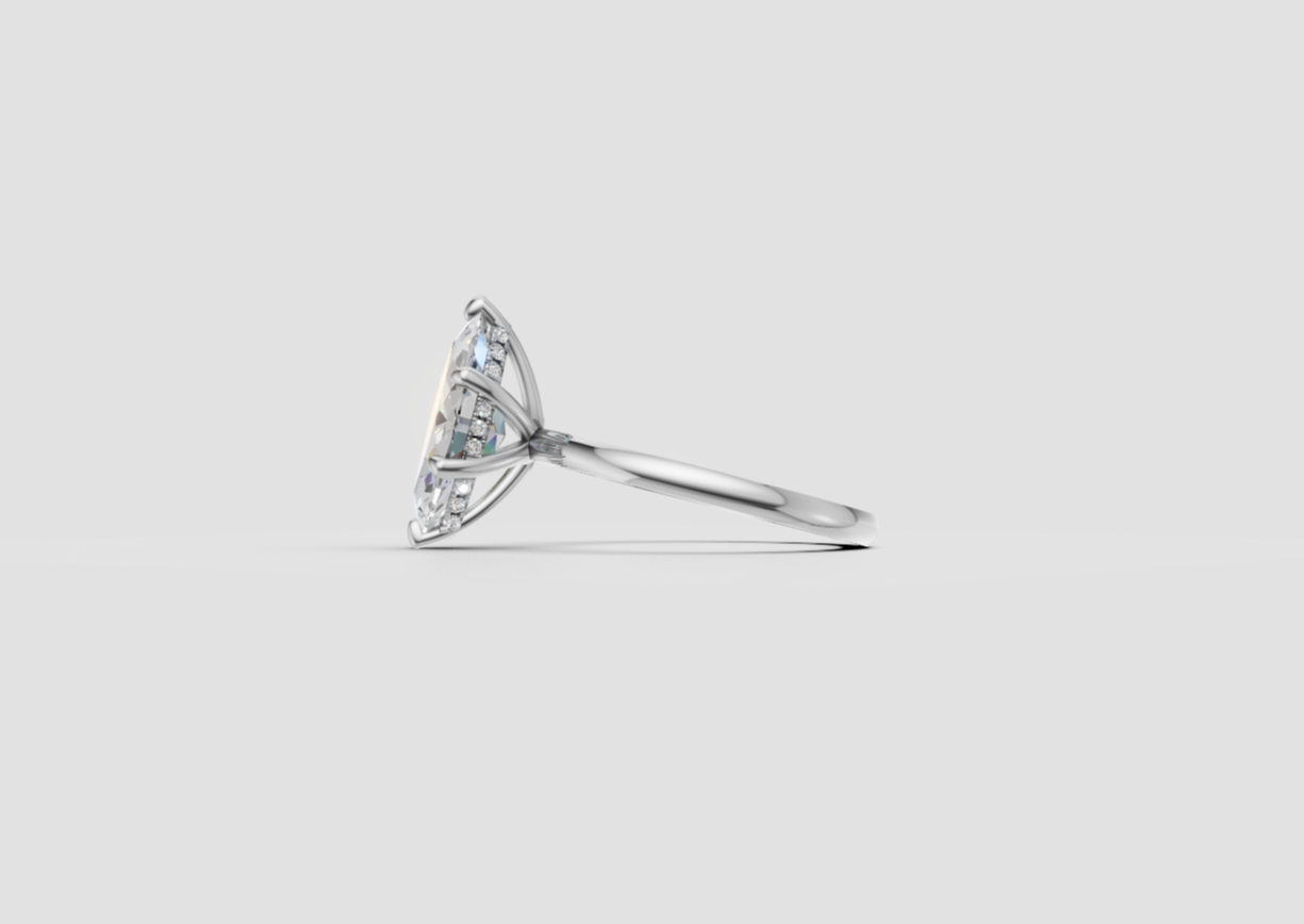 14K White Gold Pear Cut Diamond Whispered Brilliance Hidden Halo Lab-Grown Diamond Engagement Ring Side View