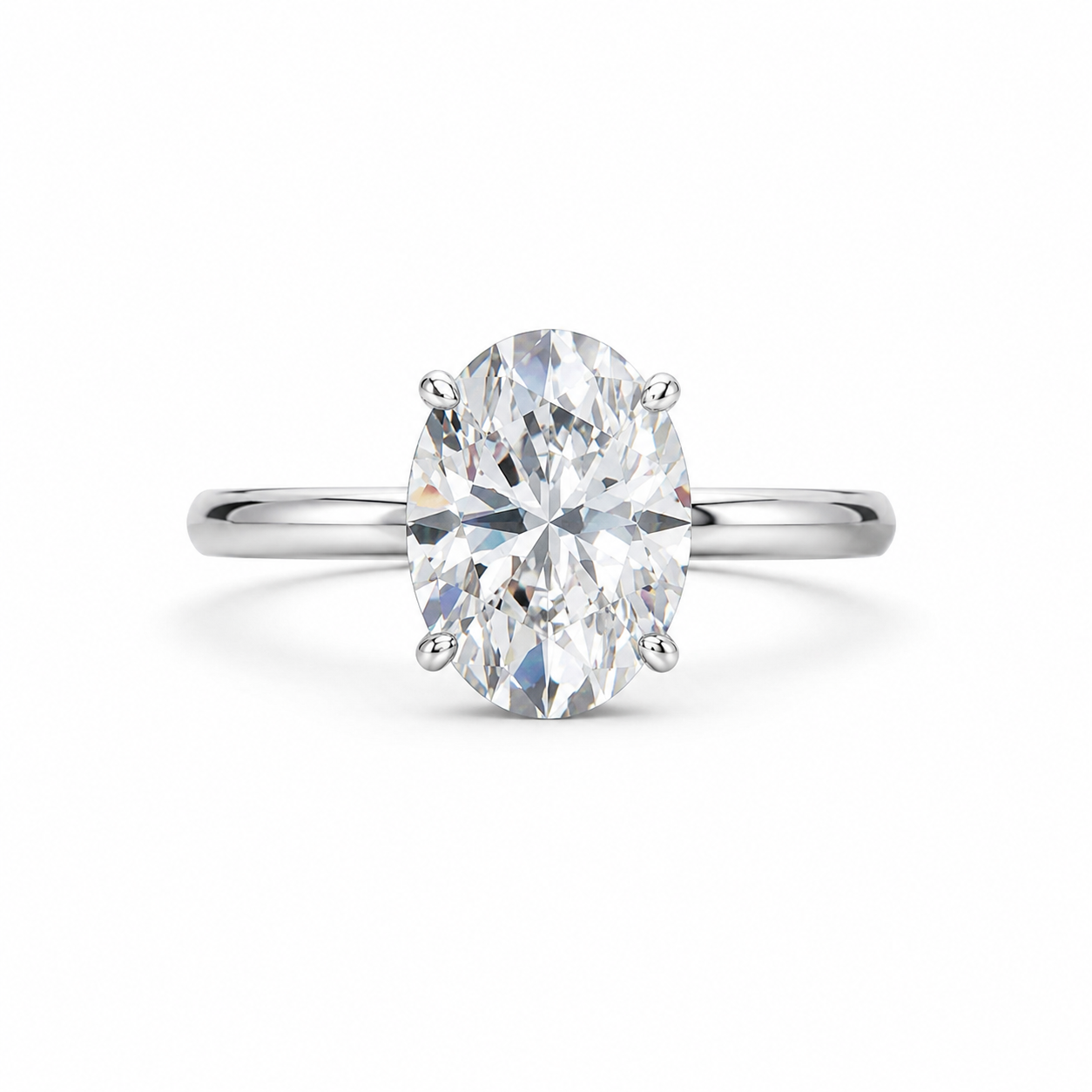 14K White Gold Oval Cut Diamond Whispered Brilliance Hidden Halo Lab-Grown Diamond Engagement Ring