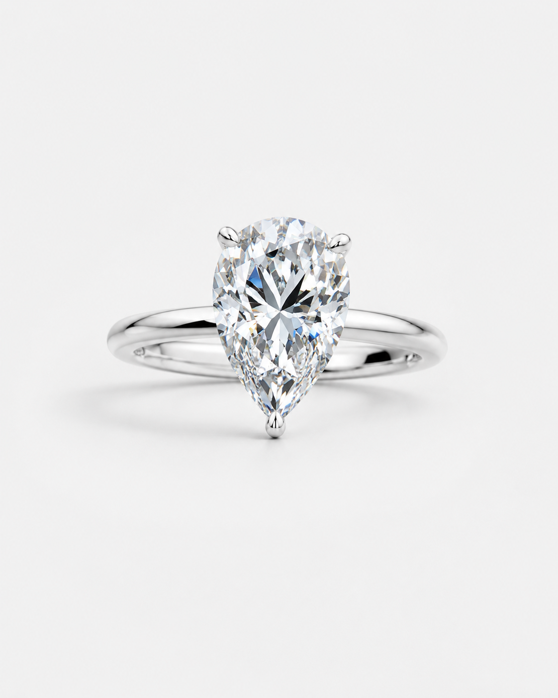 14K White Gold Pear Cut Diamond Whispered Brilliance Hidden Halo Lab-Grown Diamond Engagement Ring