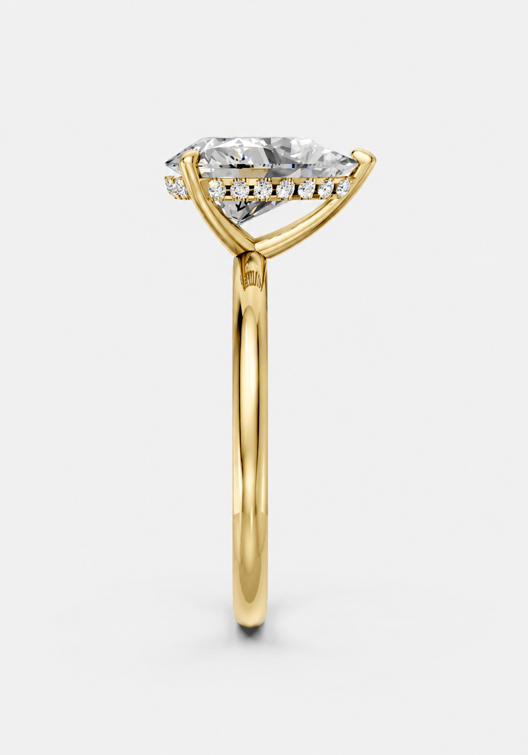 14K Yellow Gold Pear Cut Diamond Whispered Brilliance Hidden Halo Lab-Grown Diamond Engagement Ring Side View