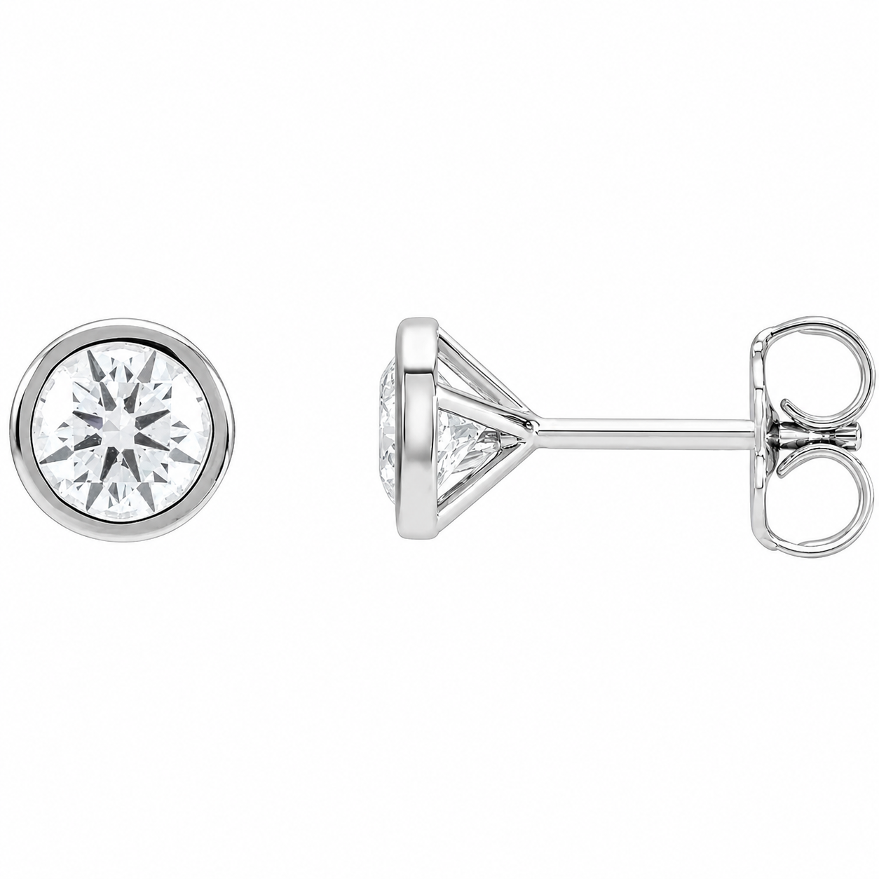 14K White Gold Lab-Grown Diamond Bezel Martini Stud Earrings