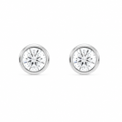 Lab-Grown Diamond Bezel Martini Stud Earrings in 14K White Gold Front View