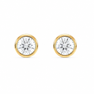 Lab-Grown Diamond Bezel Martini Stud Earrings in 14K Yellow Gold Front View