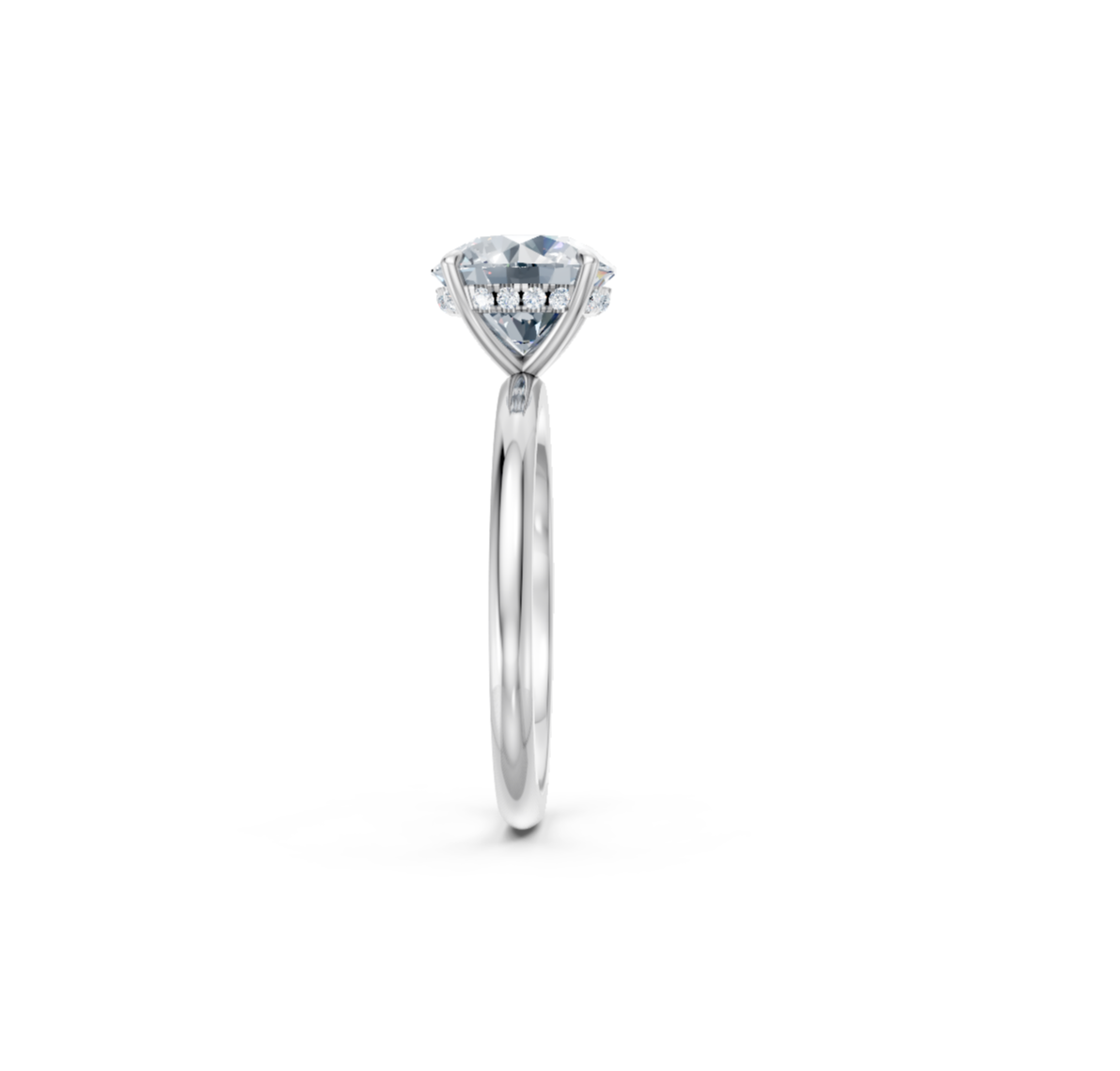 Jacob Mercari 14K white Gold Lab-Grown Diamond Hidden Halo: Round Cut Diamond Engagement Ring 