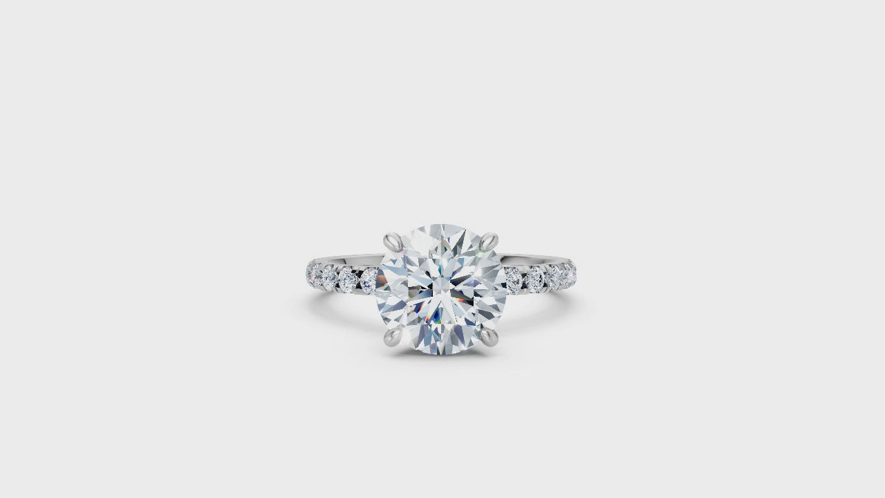 Jacob Mercari 14K White Gold Lab-Grown Diamond Engagement Ring: Round Cut diamond pavé band Video.