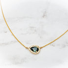 Jacob Mercari Teal Sapphire 0.79ct Pendant with Lab-Grown Diamond Halo in 14K Yellow gold