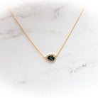 Jacob Mercari Teal Sapphire 0.79ct Pendant with Lab-Grown Diamond Halo in 14K Yellow gold